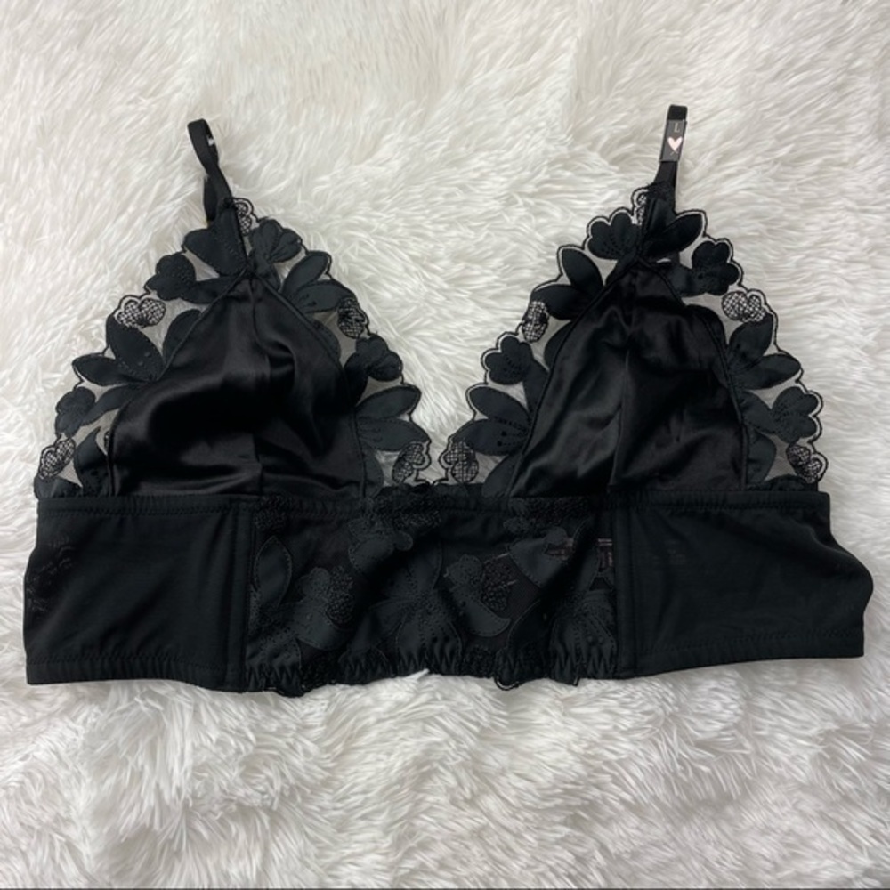 VS Unlined Floral Embroidered Long Line Bralette L - Picture 3 of 12